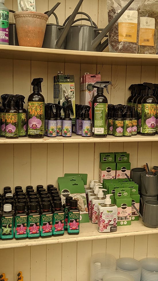 Plant feeding products for sale in a store