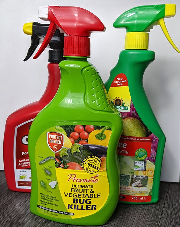 Three insecticide products that are sold to help deal with Thrips